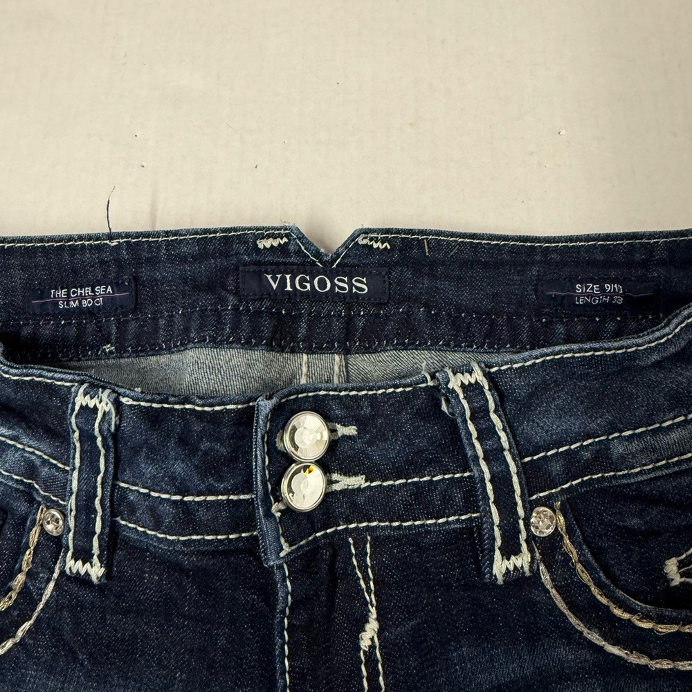 Vigoss Women's Blue the Chelsea Slim Boot Jeans size 9/10 length 33 - Picture 3 of 15